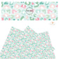 Pink, mint, and green leopard spots on mint faux leather sheets