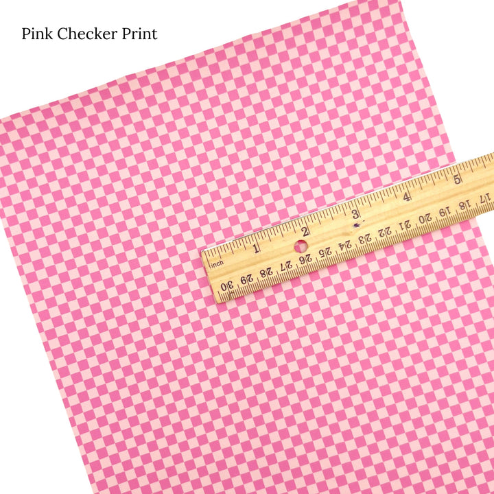 alternating pink and light pink squares checker pattern faux leather sheet