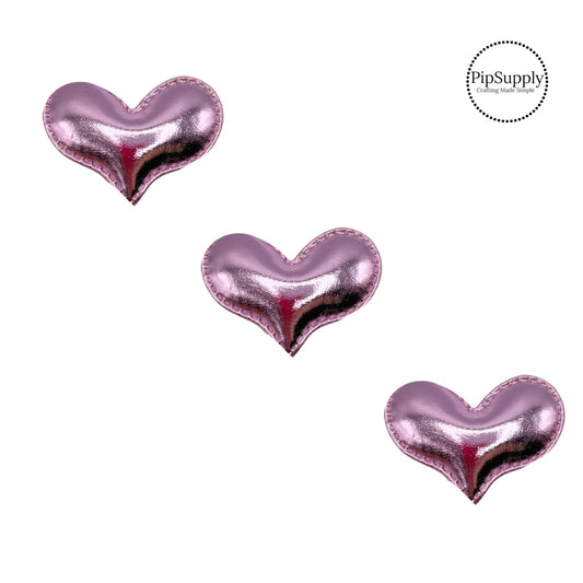 two inch metallic fabric padded heart embellishment for crafts
