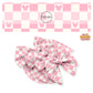 Pink checkered with pink mouse head on cream tiles bow strips 