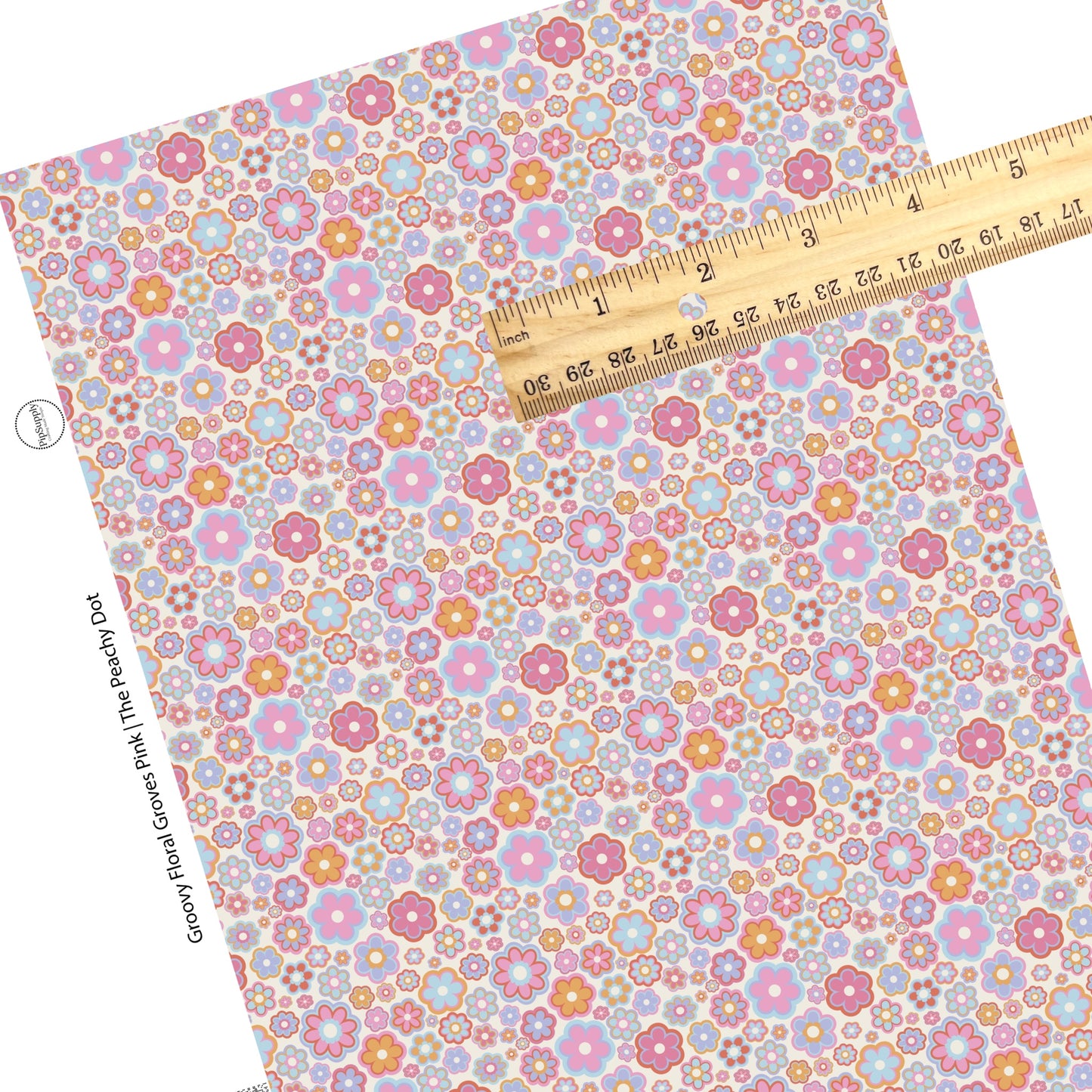 pink, blue, and lavender multi daisies faux leather sheet