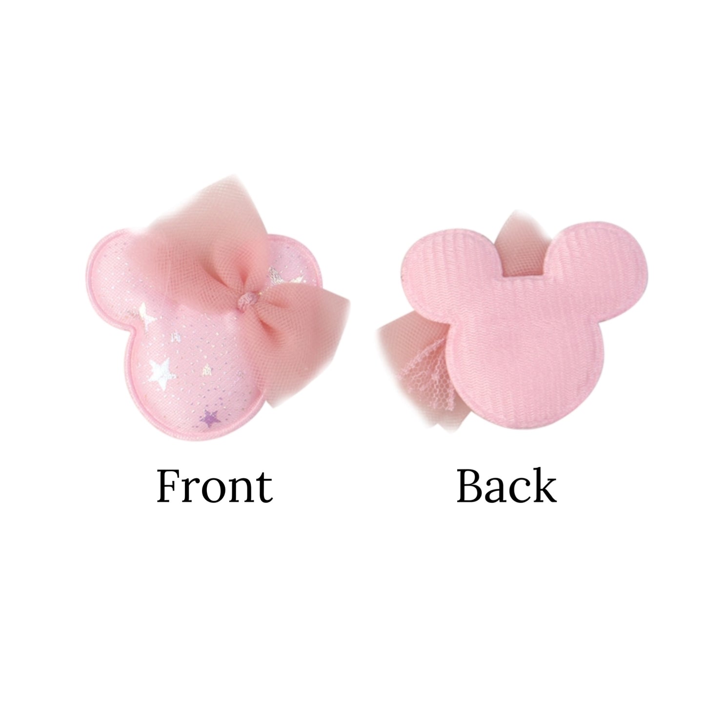 front and back of pink padded mouse embellishment