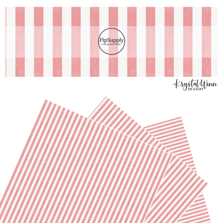 Cream and pink stripes faux leather sheets