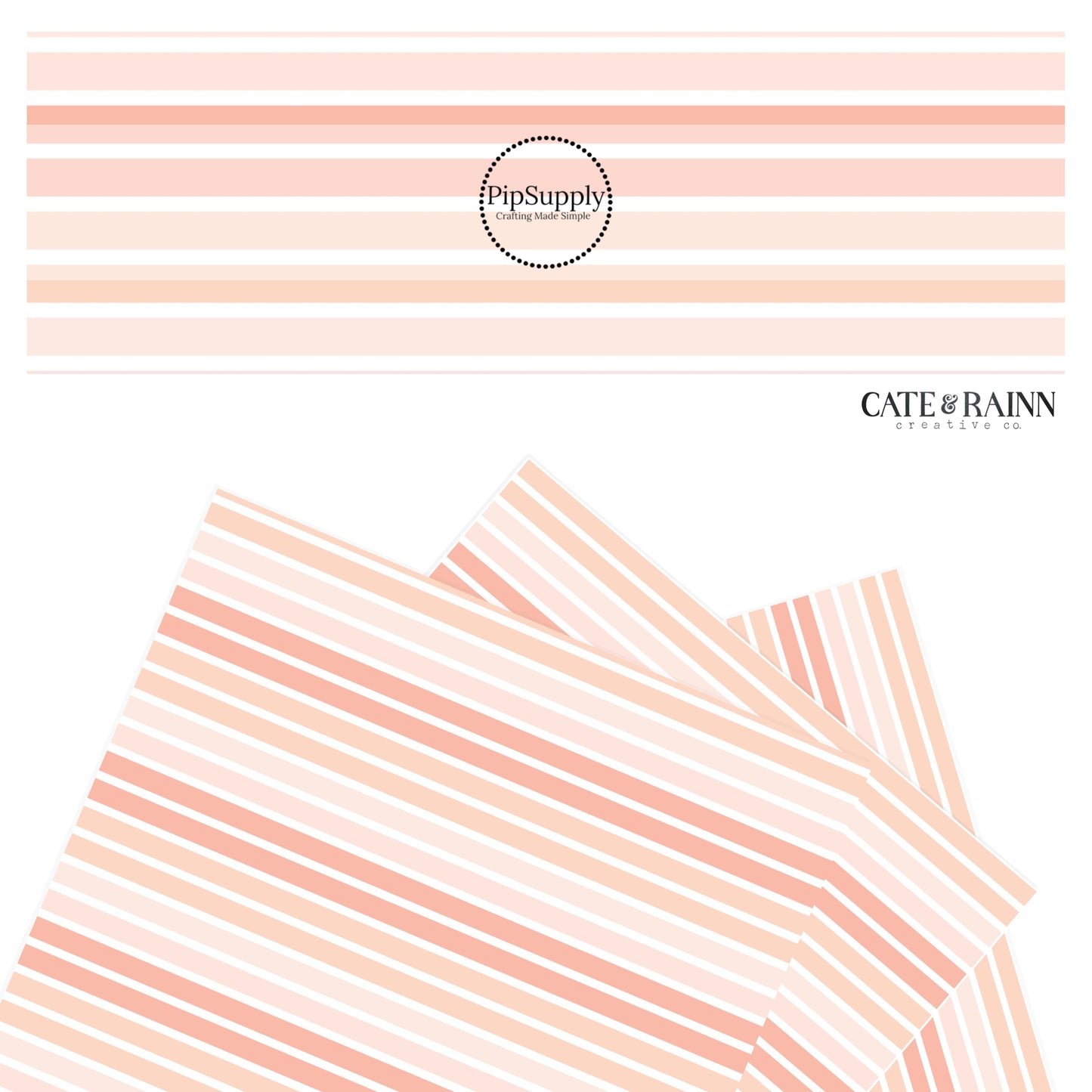 pink, light pink, and peach stripes on white faux leather sheets