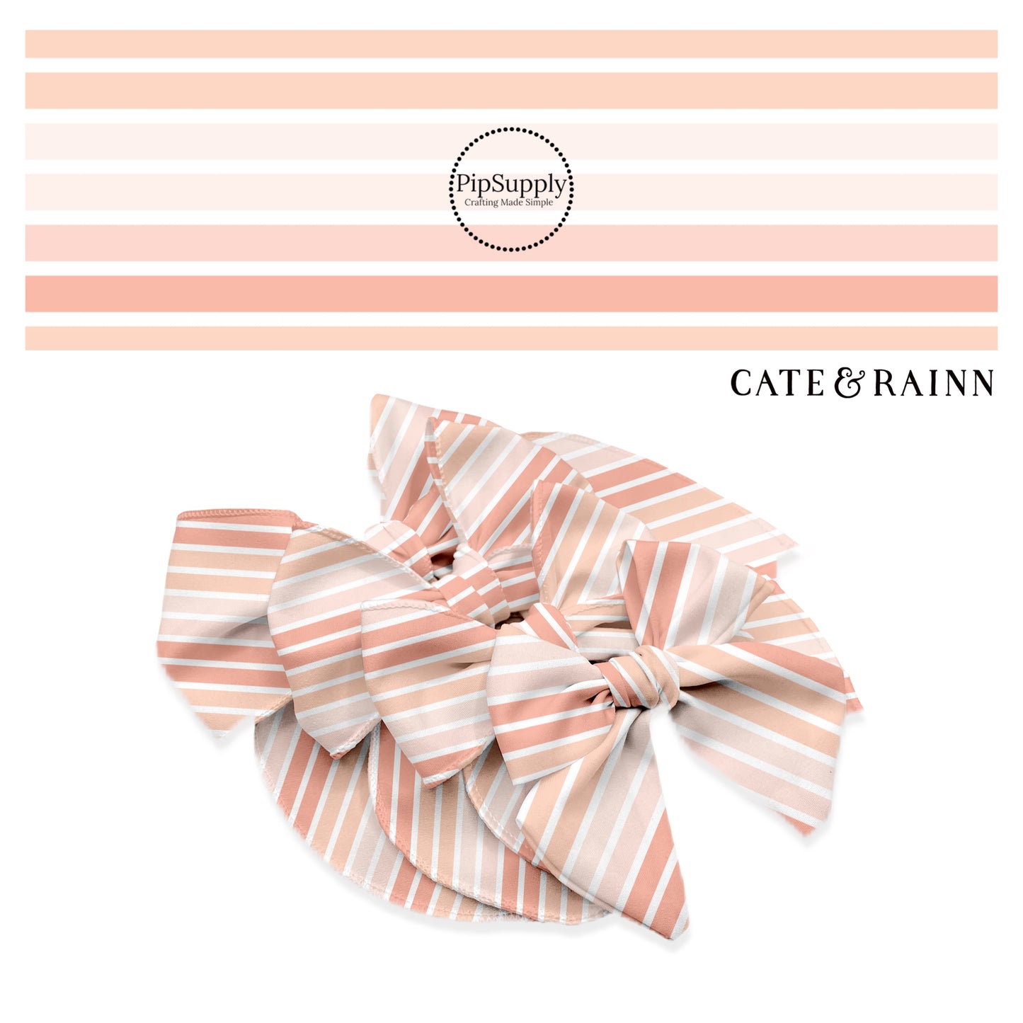 Pink multi stripes with white lines bow strip
