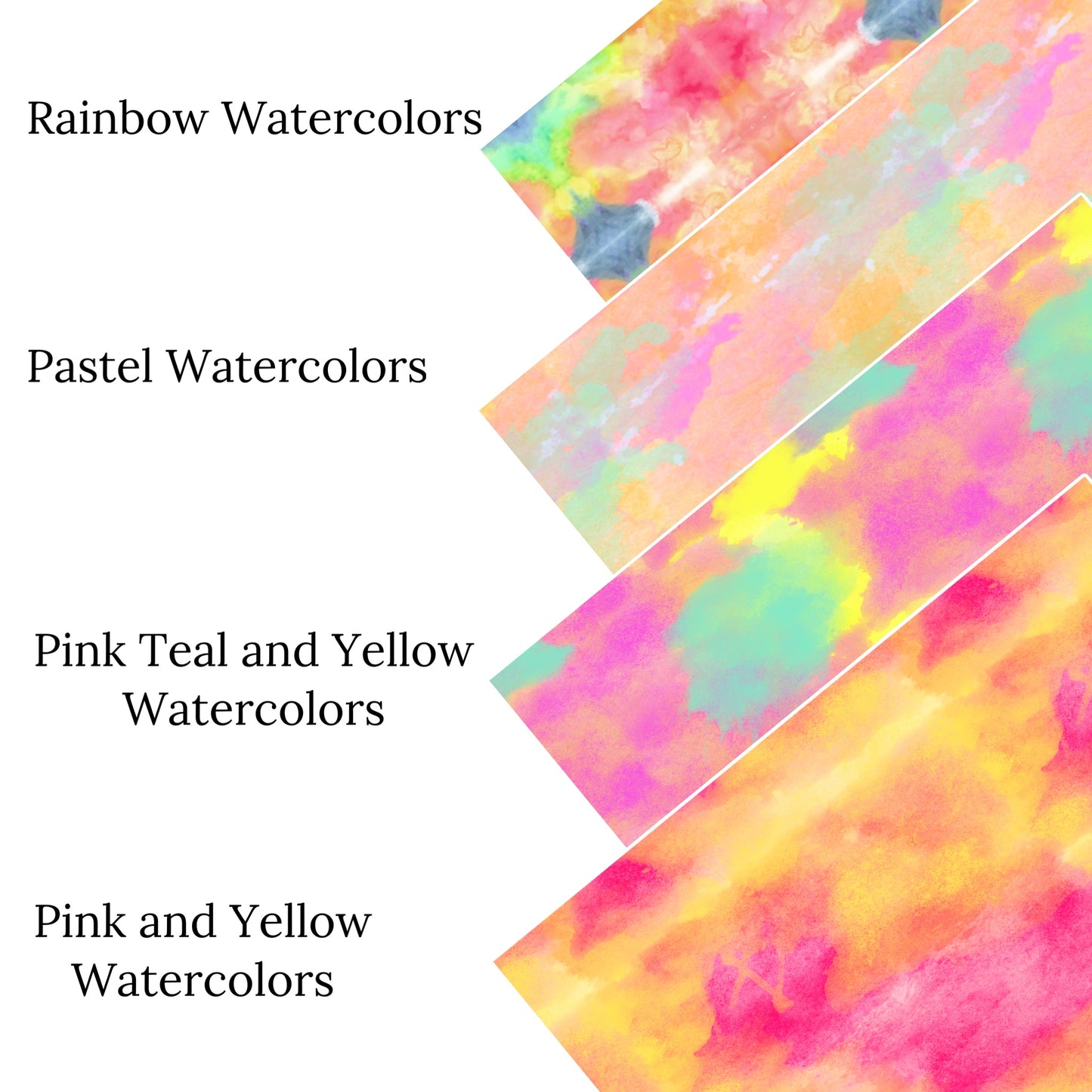 Pink Teal and Yellow Watercolors Faux Leather Sheets
