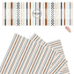 Brown, Charcoal, Pistachio Colored Stripes and Checkers On White Faux Leather Sheet
