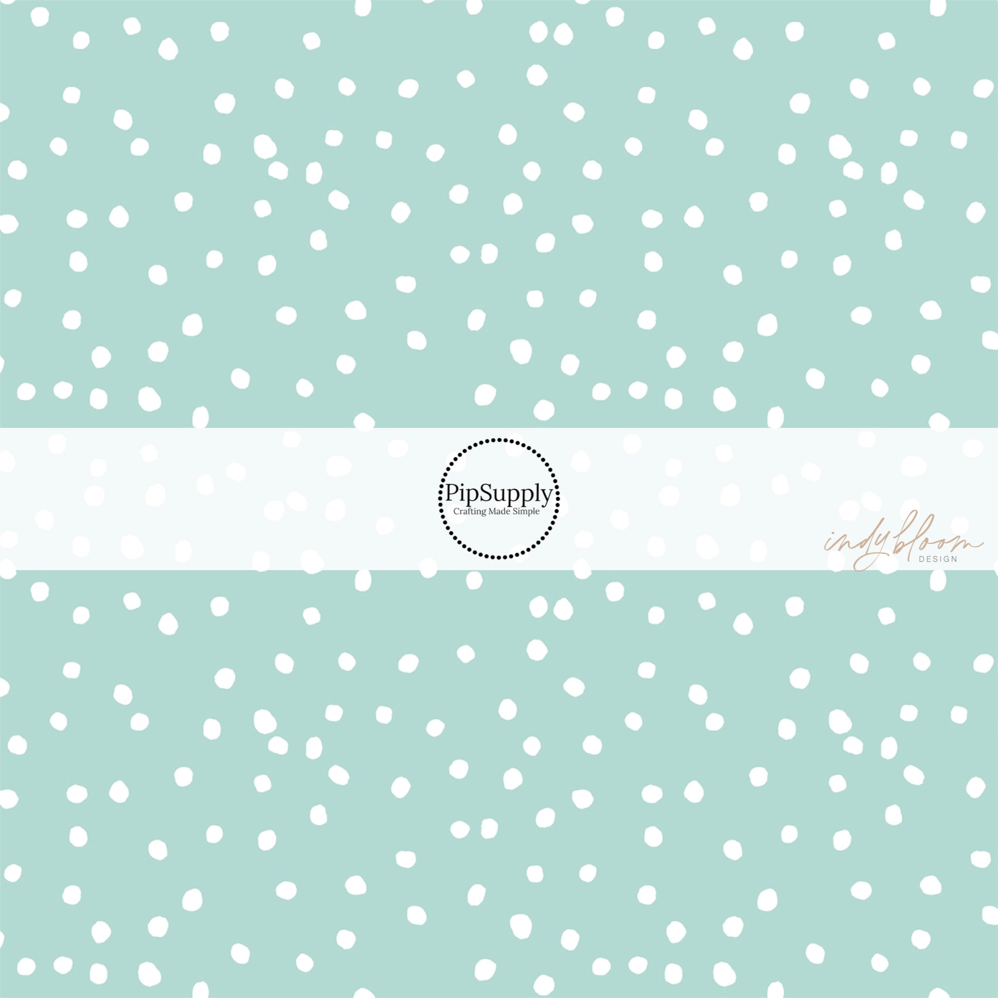 White polka dots on mint bow strips