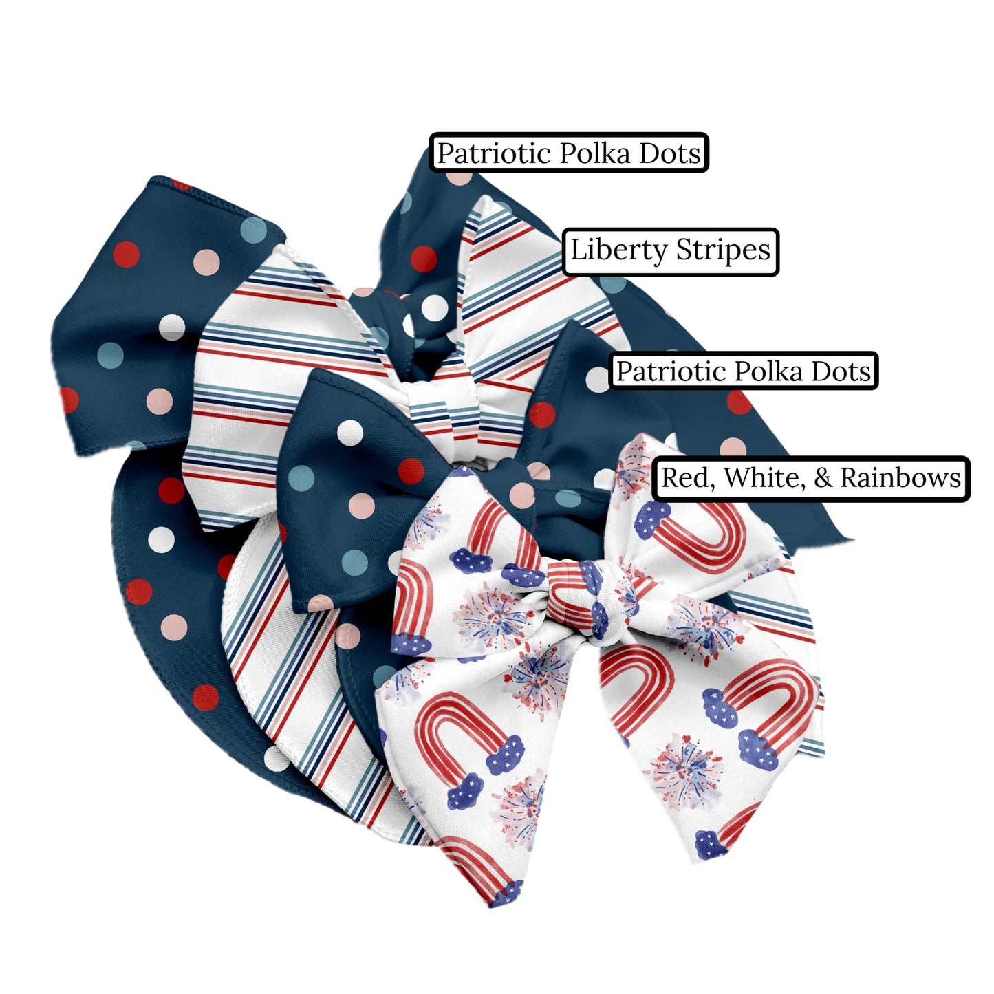 Patriotic Polka Dots Hair Bow Strips