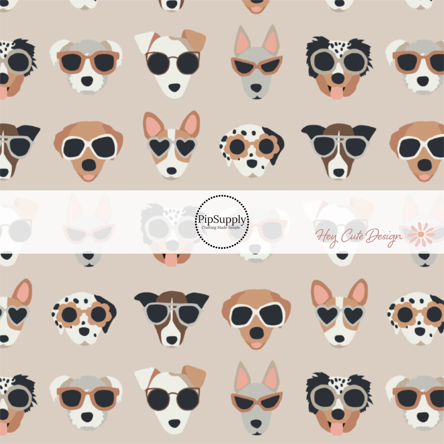 multi brown puppies with sunglasses on neutral bow strips