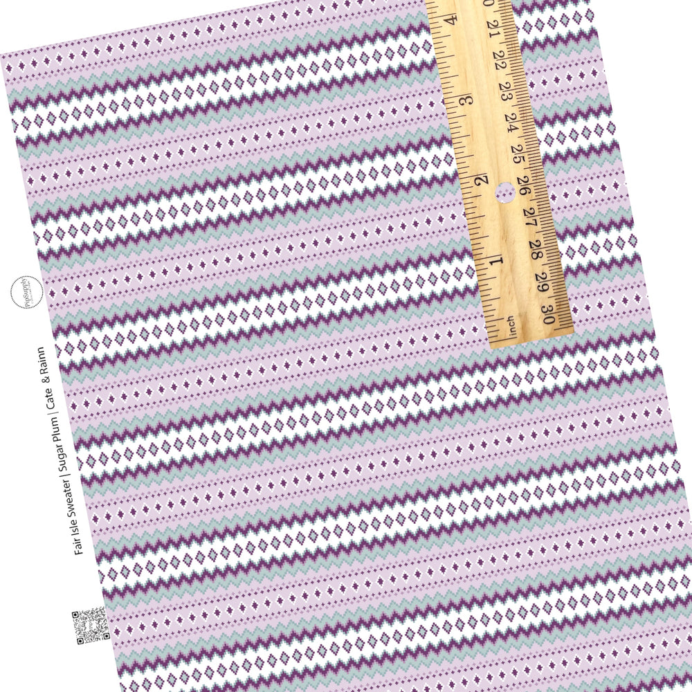 pixelated stripe faux leather sheet with shades of purple and aqua