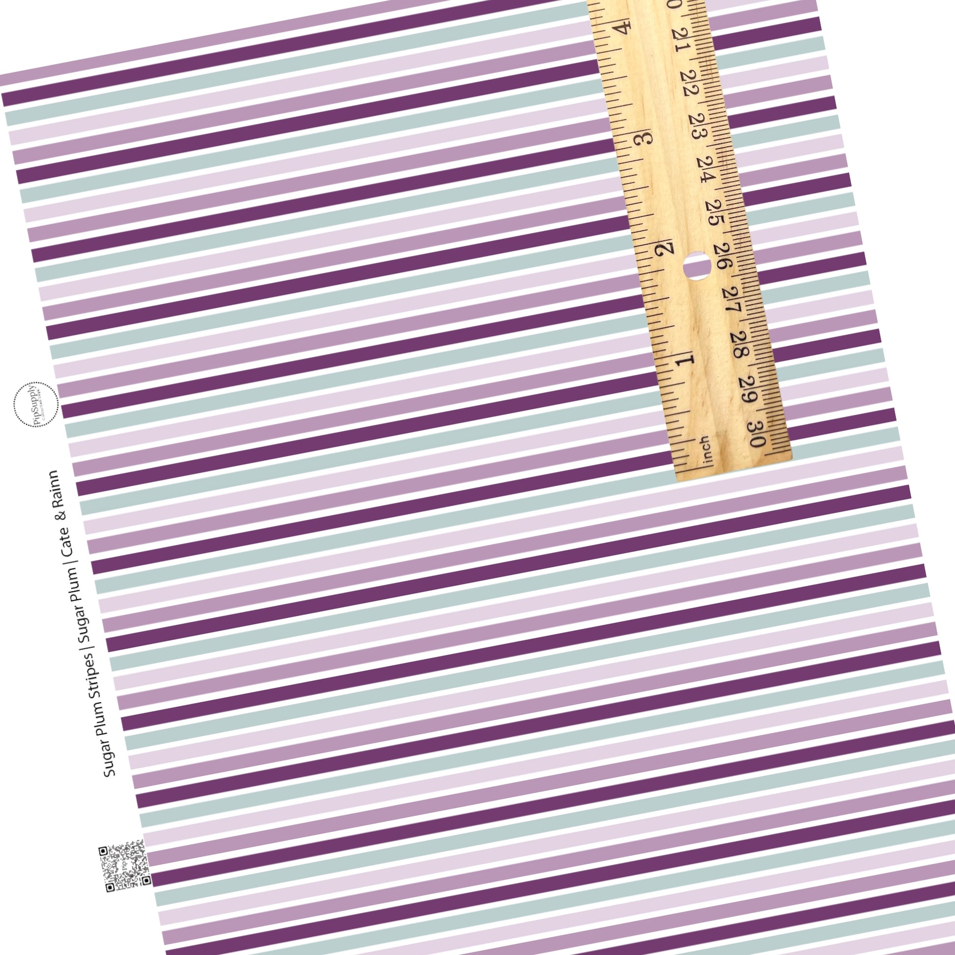 winter pastel faux leather sheet with lavender light aqua and cream stripes