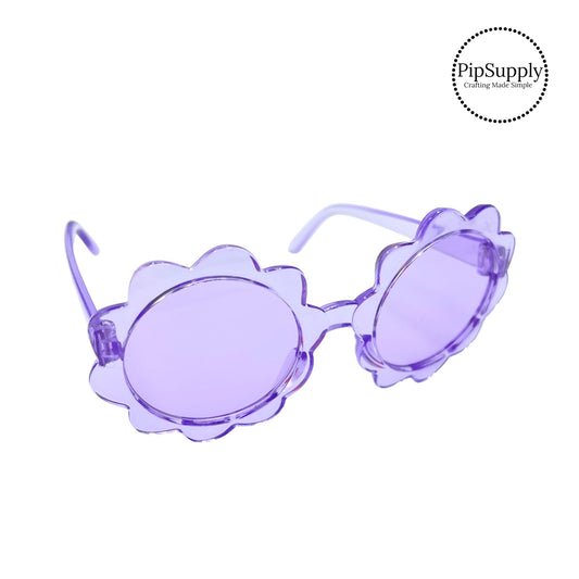 Translucent purple flower petal sunglasses
