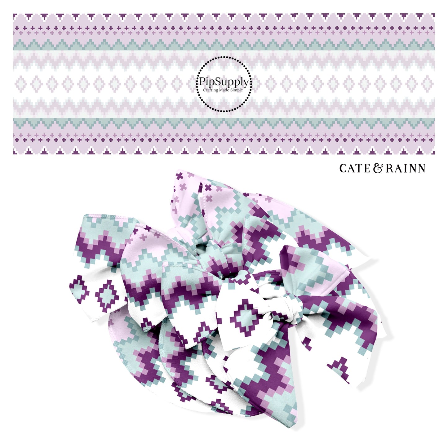 purple lavender aqua geometric sweater pattern bow strips