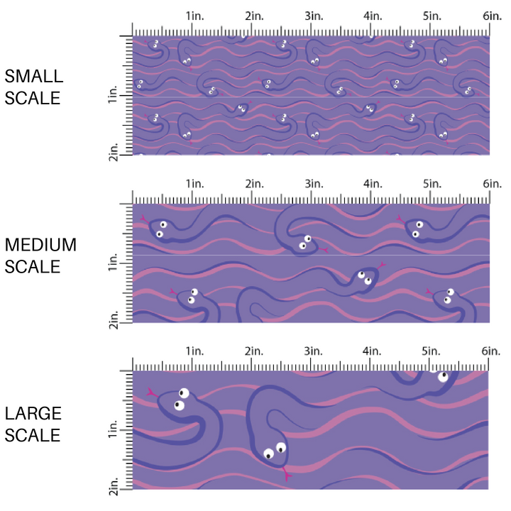 purple animated snakes on pink and purple fabric by the yard scaled image guide