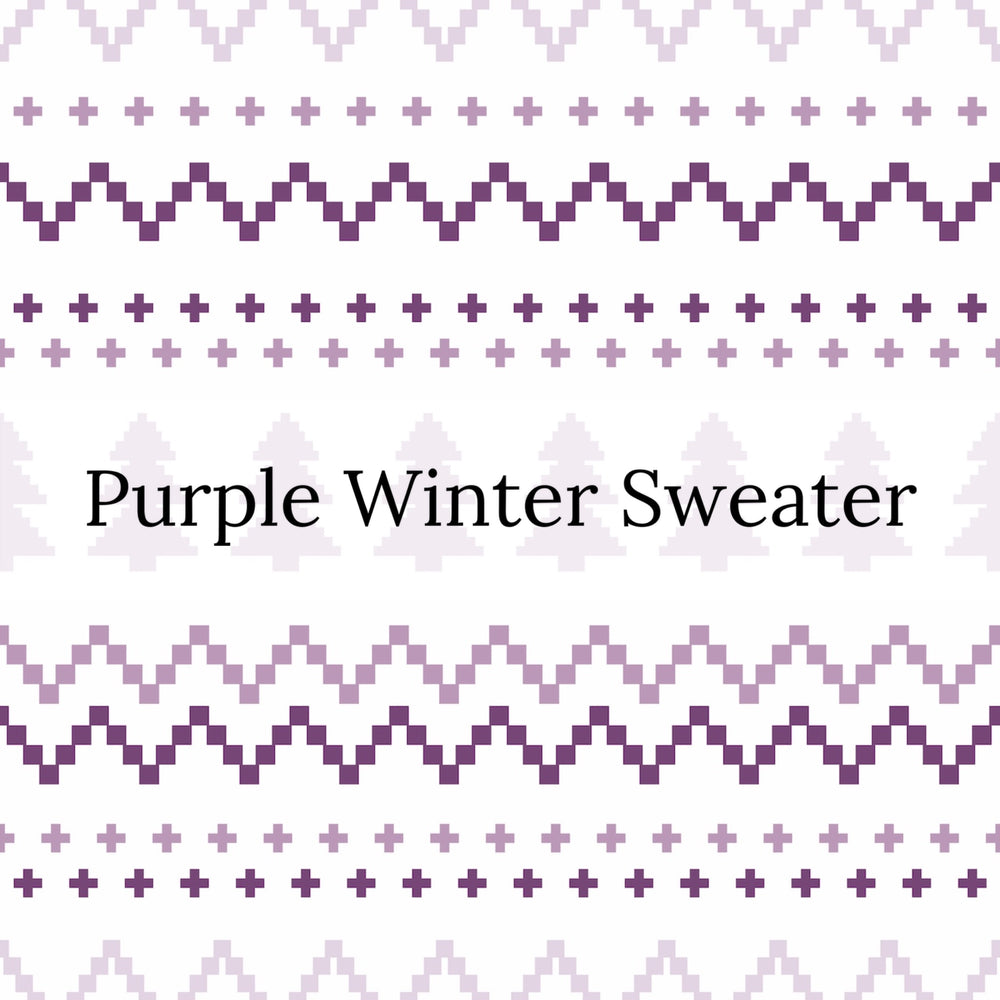 light purple winter trees and holiday sweater pattern bow strips in purple and light purple