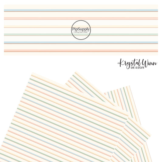 blue, peach, green, and yellow stripe faux leather sheets