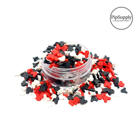 Red black and white tiny mouse head clay slices