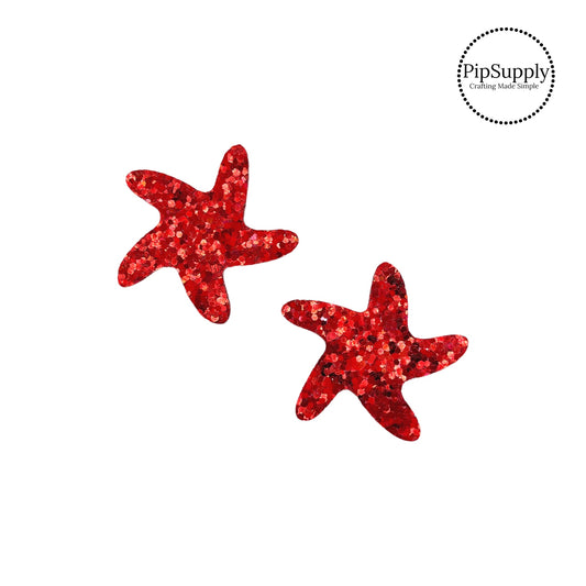 Chunky red glitter starfish felt