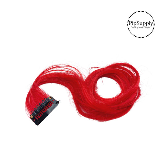 Patriotic red solid hair clip extension