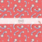 Blue, Red, Pink Rainbows With White Stars On Red Fabric By The Yard.