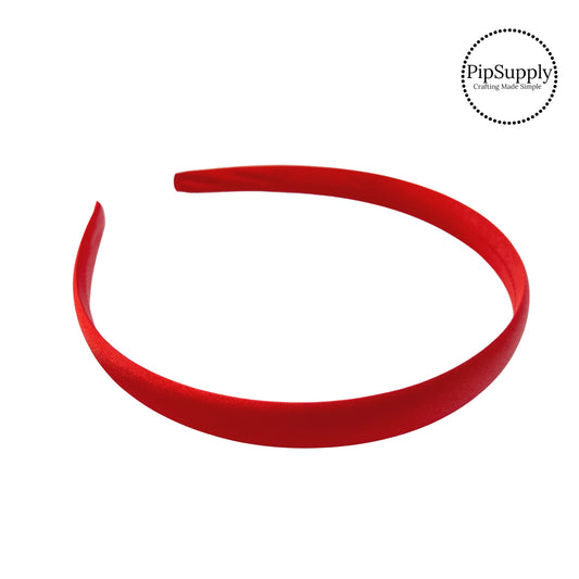 Solid thick red satin headband