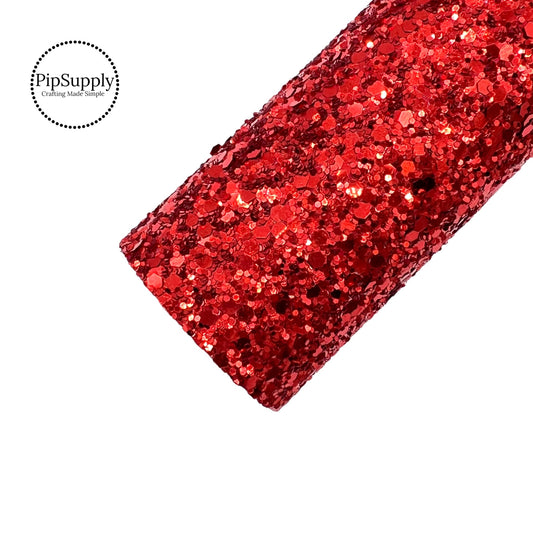 Solid red chunky glitter sheet