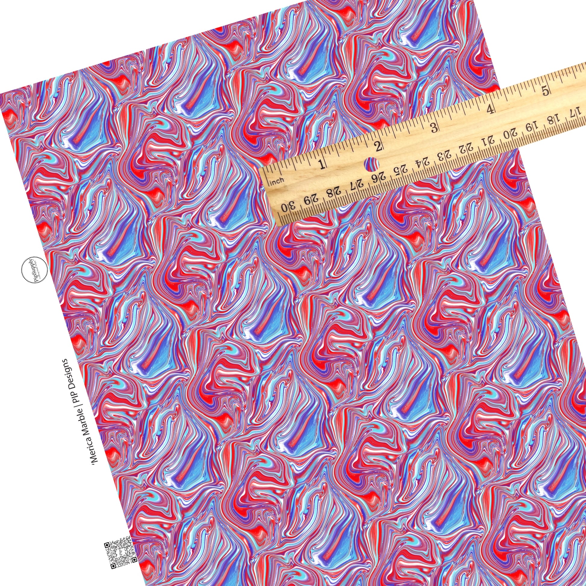 Swirly blue, white, and red marble faux leather sheets