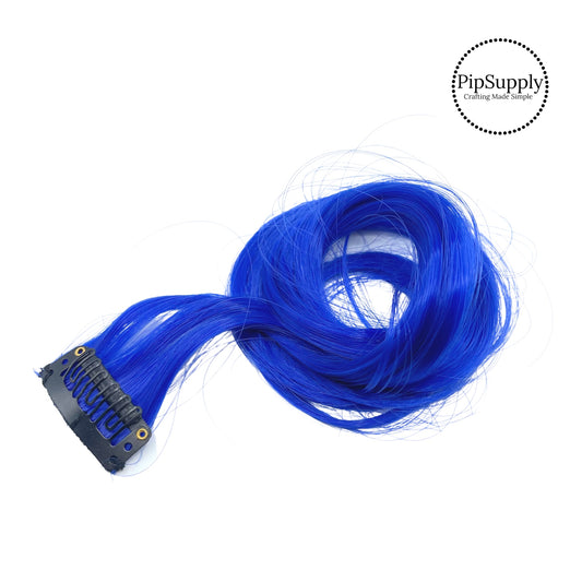 Solid royal blue curly hair extension