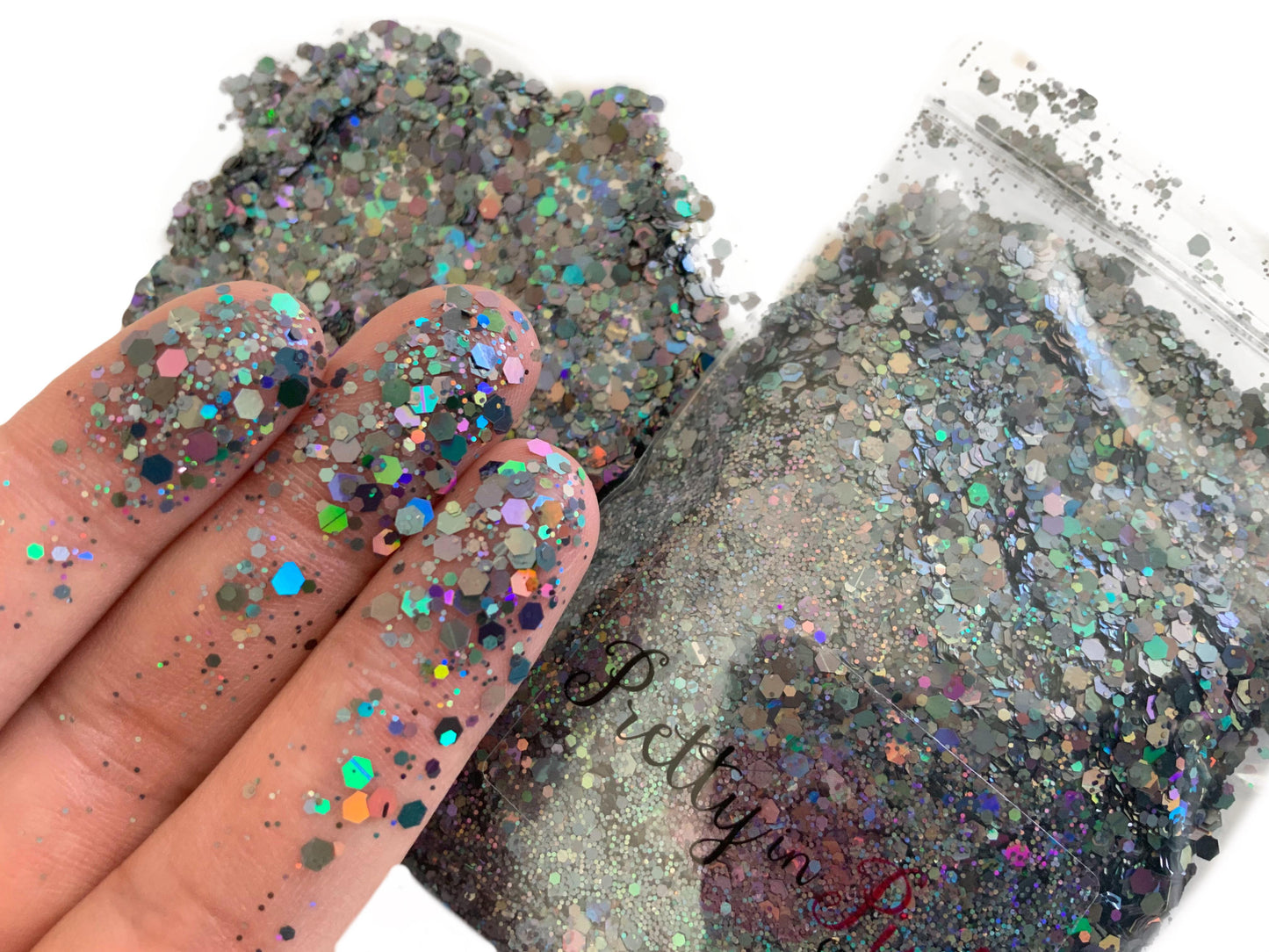 Charcoal Holographic Confetti Loose Glitter - Pretty in Pink Supply