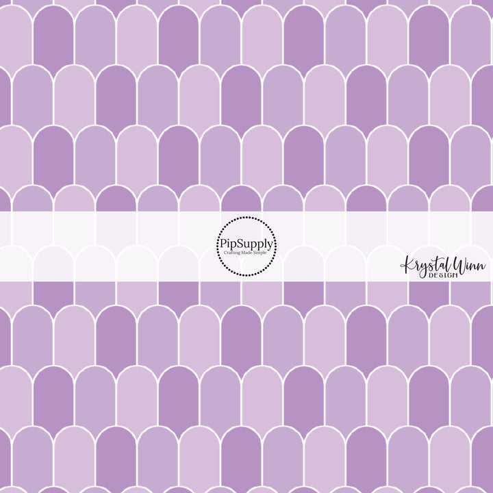 White outlines on lavender multi scallops hair bow strips