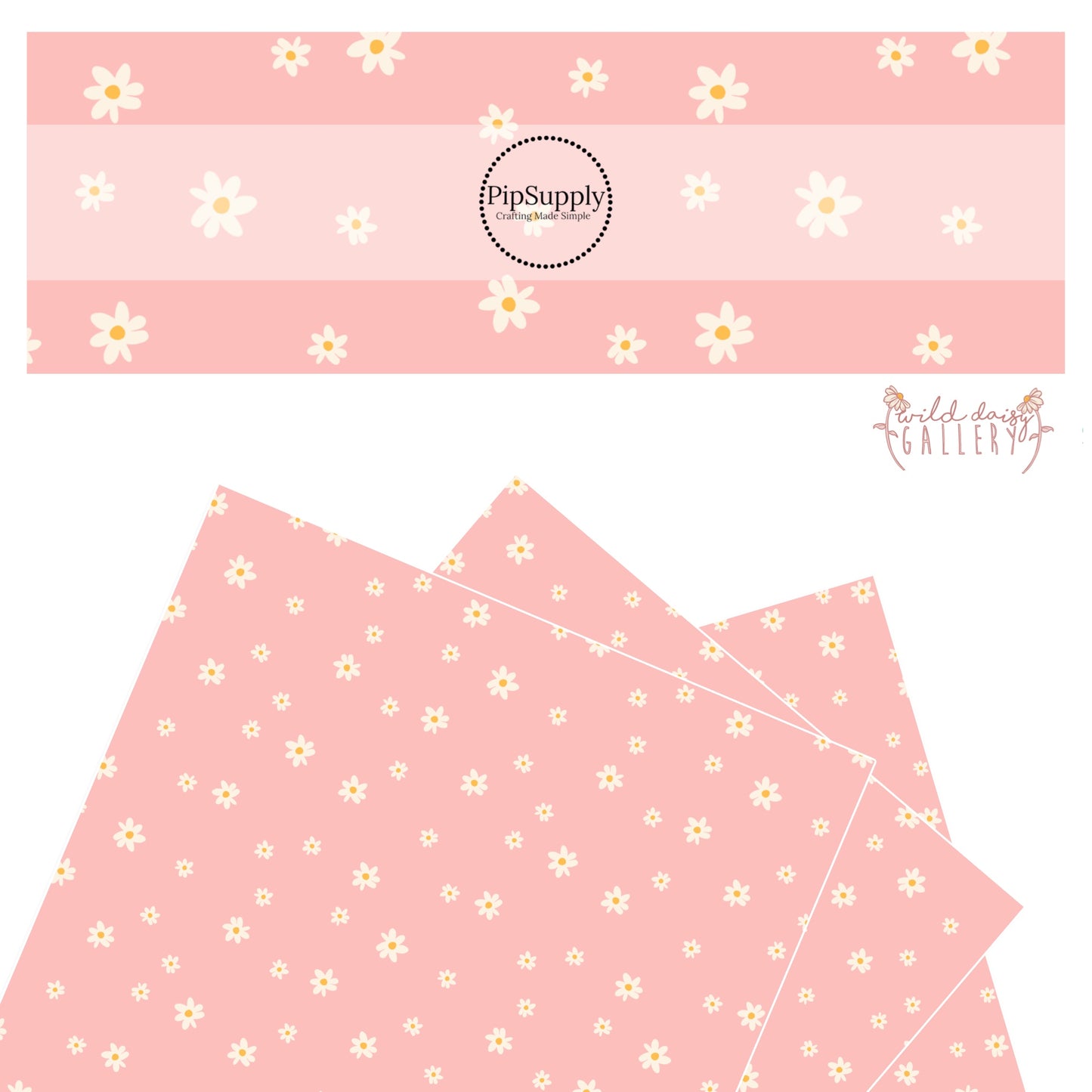 scattered cream flowers on pink faux leather sheets