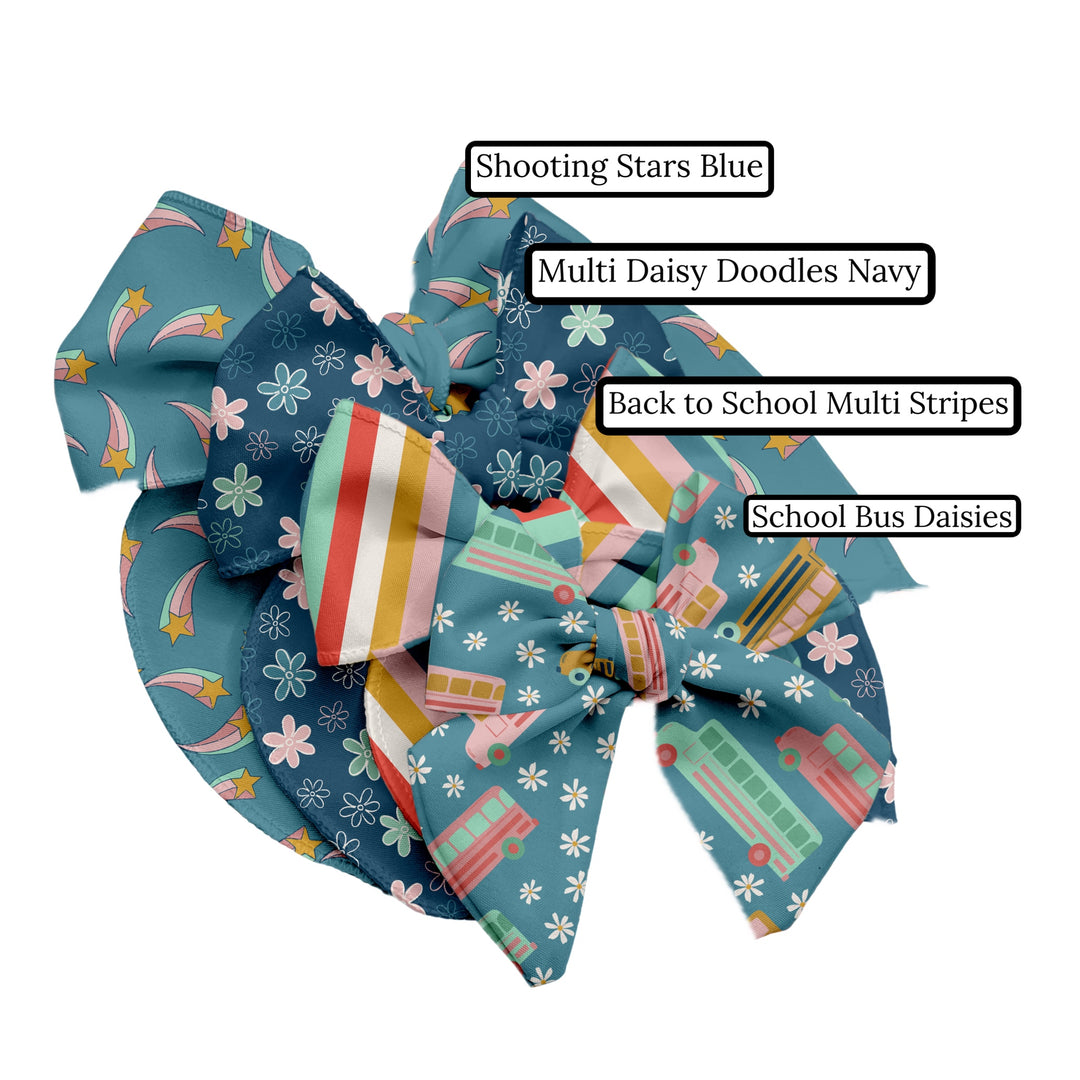 Shooting Stars Blue Hair Bow Strips