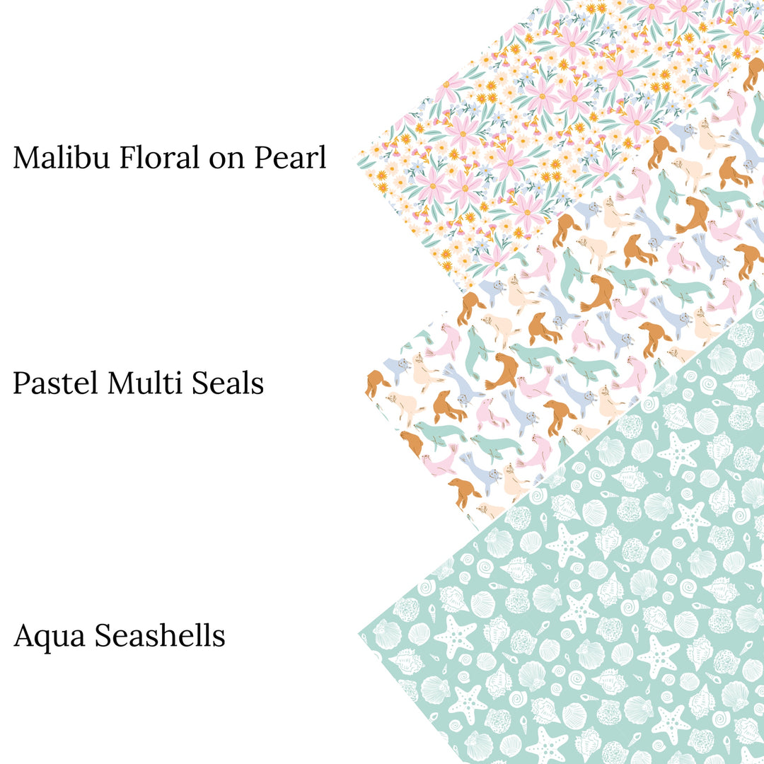 Malibu Floral on Pearl Faux Leather Sheets