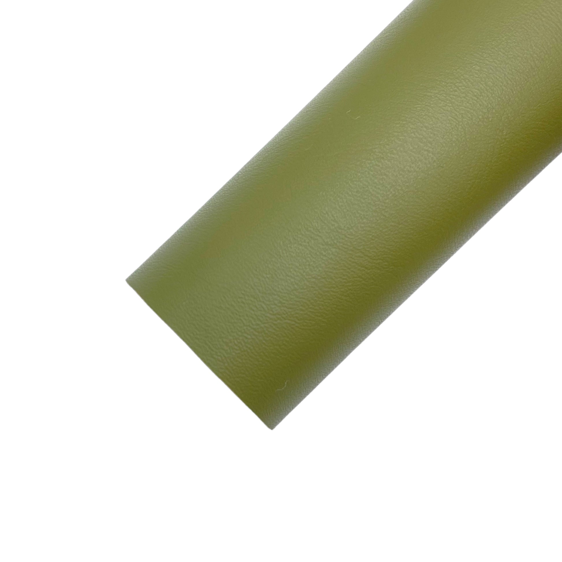Rolled smooth olive green faux leather sheet.