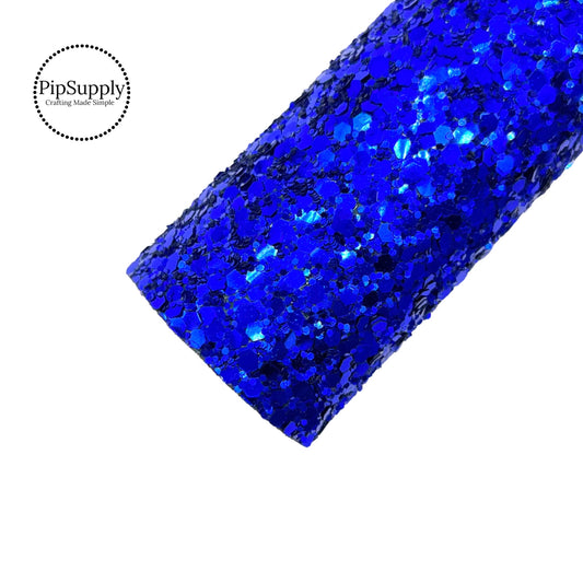 Royal blue solid chunky glitter sheet