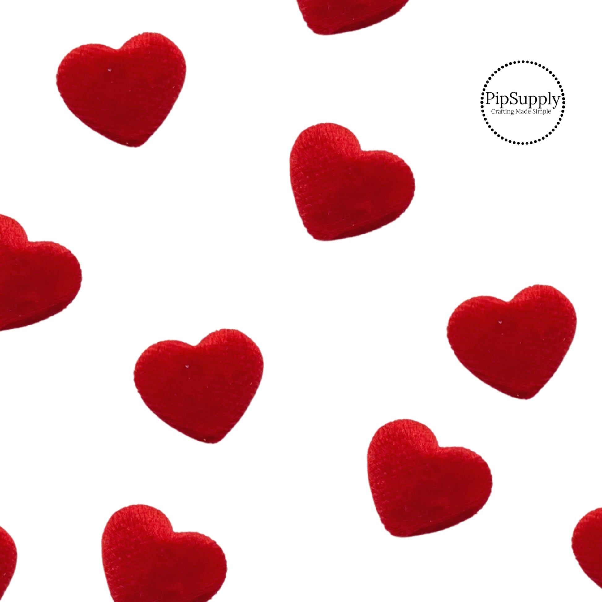 small bright red smooth velvet valentine heart embellishments