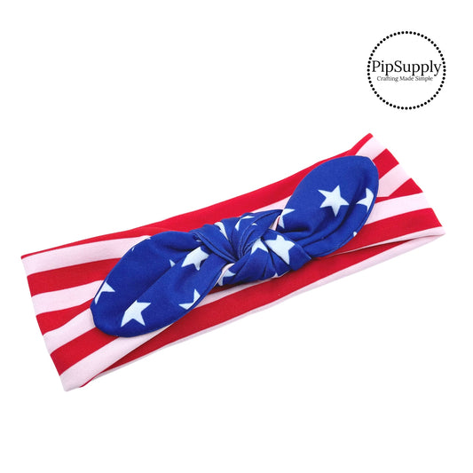 Stars and stripes headwrap with removable bow