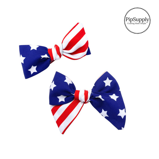 Stars and stripes reversible polyester and swimsuit bow strip