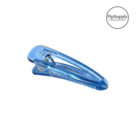 translucent plastic steel blue hair clip