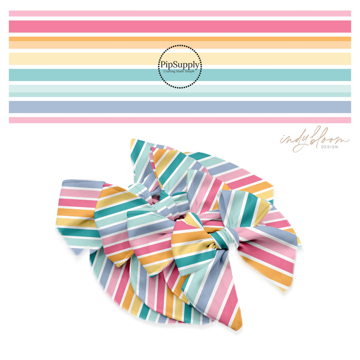 multi pink, orange, blue, and purple stripe bow strips