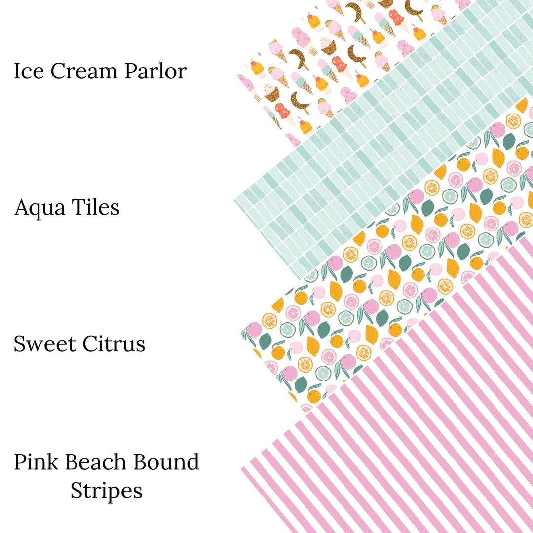 Pink Beach Bound Stripes Faux Leather Sheets