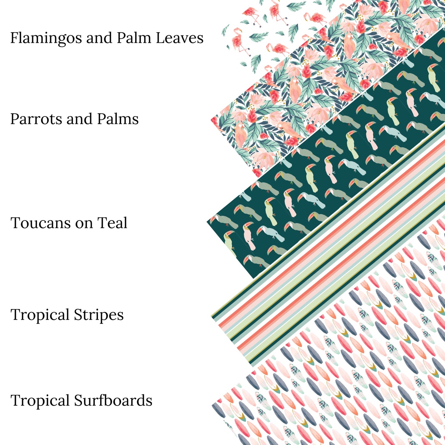 Flamingos and Palm Leaves Faux Leather Sheets