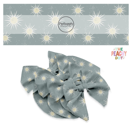 yellow sunshines with stars on gray bow strips 