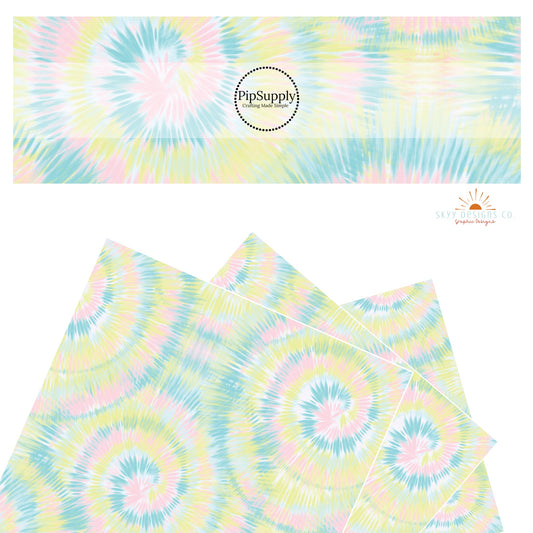 Pink, blue, green, and yellow swirls faux leather sheets