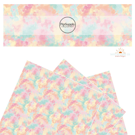 Blue, pink, and orange tie dye faux leather sheet
