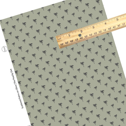Charcoal Palm Trees Scattered On A Olive Faux Leather Sheet
