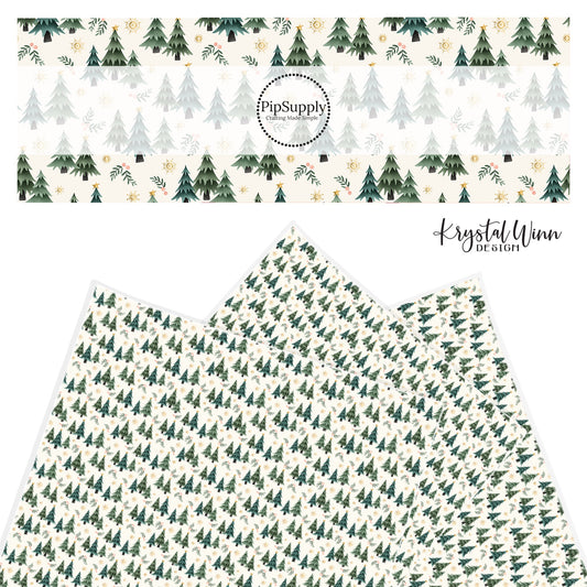 Tree forest with holly on cream background