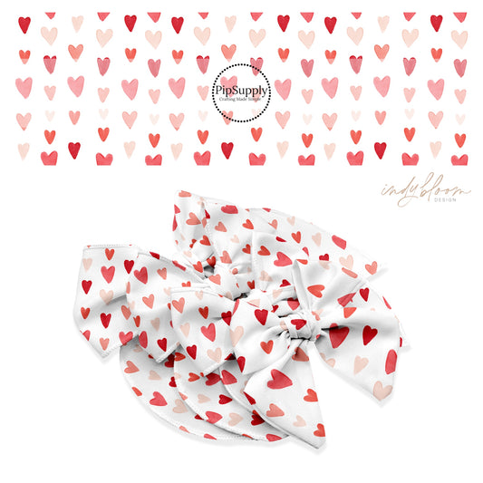 Valentine multi heart bow strips on white