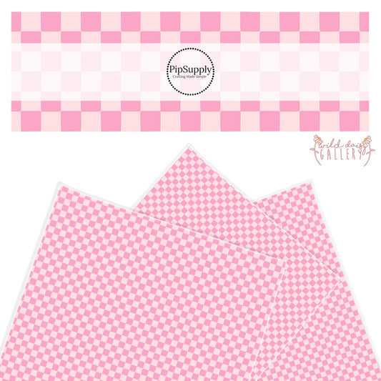 faux leather sheet with pink and light pink small grid squares